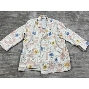 Alice Stuart Jacket Womens 18W Multicolor Floral Open‎ Front Flax Blend Tweed
